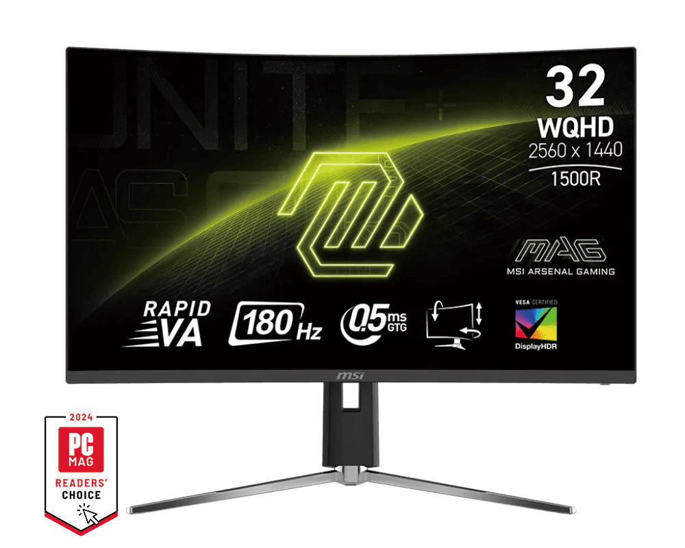 MSI MAG 32CQ6PF Monitor | 31.5" Curved WQHD | 180Hz Radpid VA 
